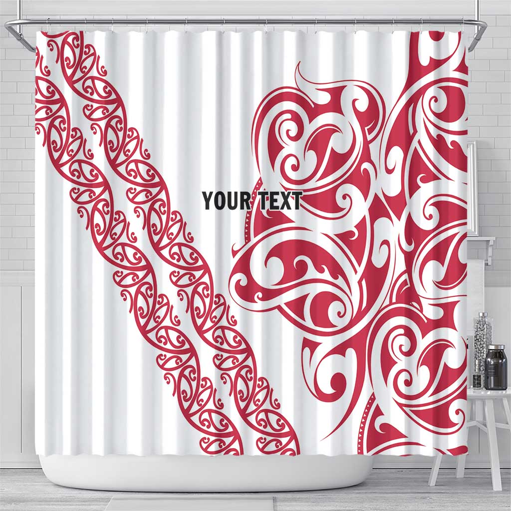 All White Maori Tribal Tattoo Personalised Shower Curtain Classic Red Polynesian Style LT9 - Polynesian Pride