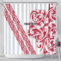 All White Maori Tribal Tattoo Personalised Shower Curtain Classic Red Polynesian Style LT9 - Polynesian Pride