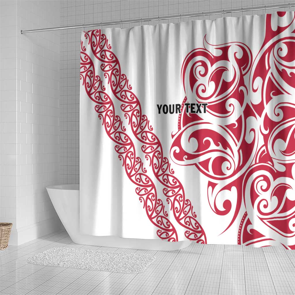 All White Maori Tribal Tattoo Personalised Shower Curtain Classic Red Polynesian Style LT9 - Polynesian Pride