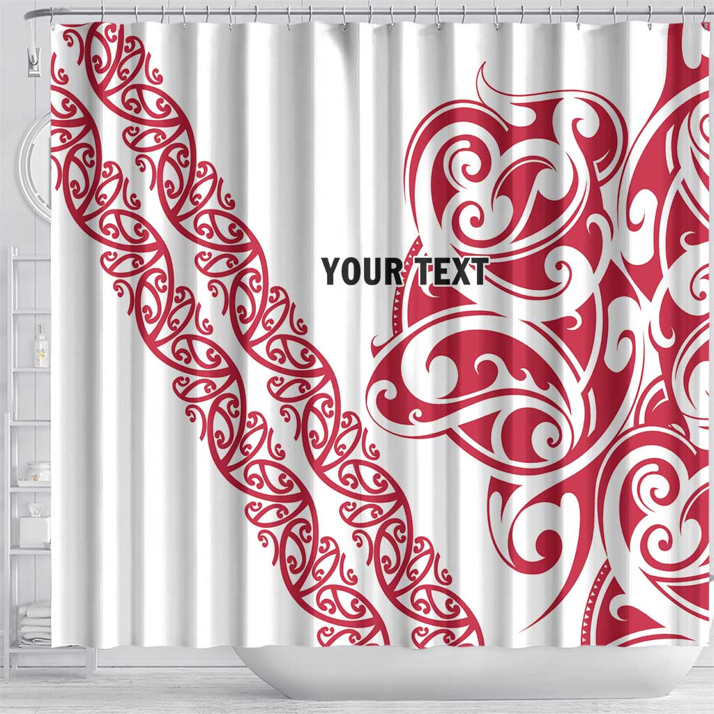 All White Maori Tribal Tattoo Personalised Shower Curtain Classic Red Polynesian Style LT9 - Polynesian Pride