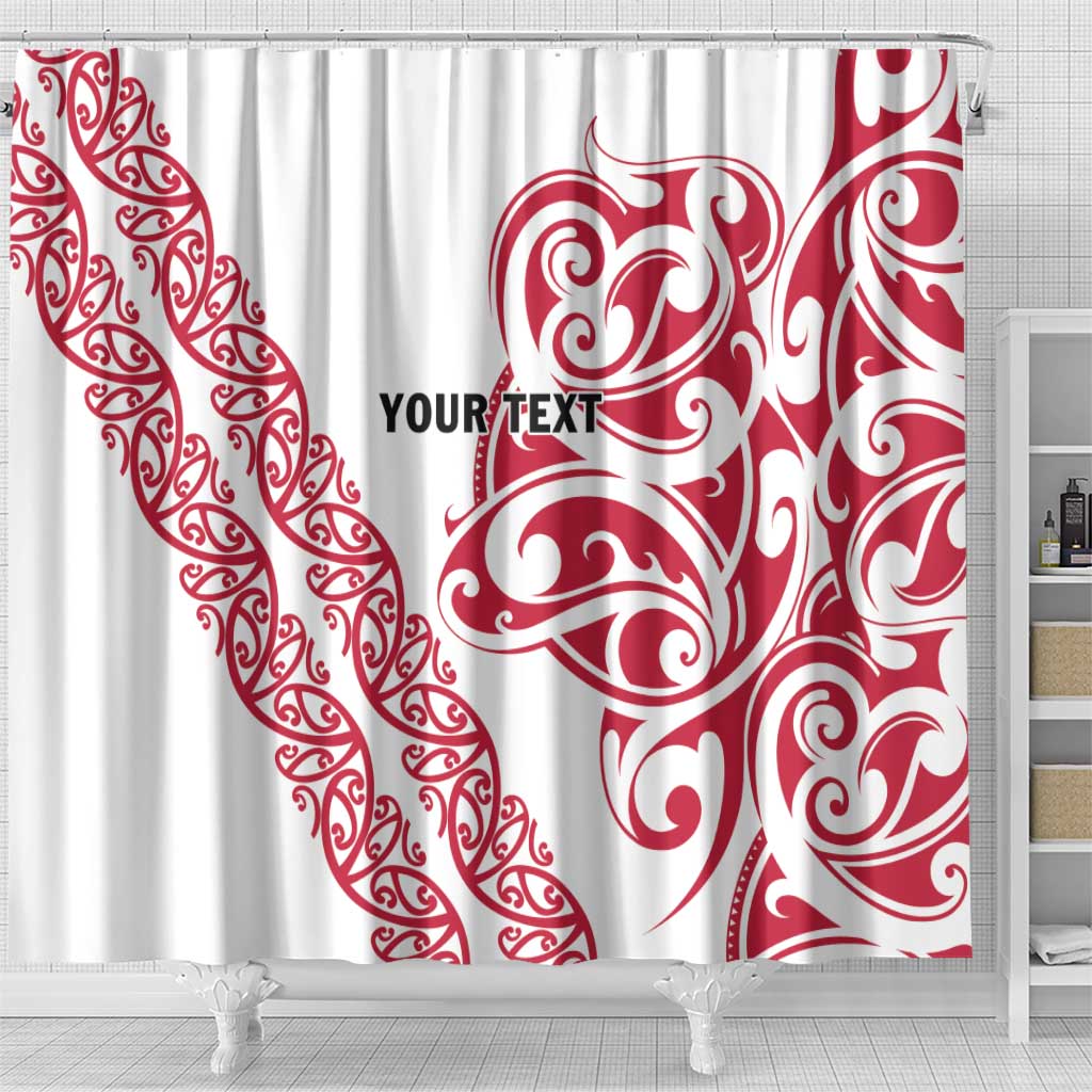 All White Maori Tribal Tattoo Personalised Shower Curtain Classic Red Polynesian Style LT9 - Polynesian Pride