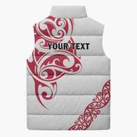 All White Maori Tribal Tattoo Personalised Sleeveless Puffer Jacket Classic Red Polynesian Style LT9 - Polynesian Pride
