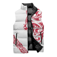 All White Maori Tribal Tattoo Personalised Sleeveless Puffer Jacket Classic Red Polynesian Style LT9 - Polynesian Pride