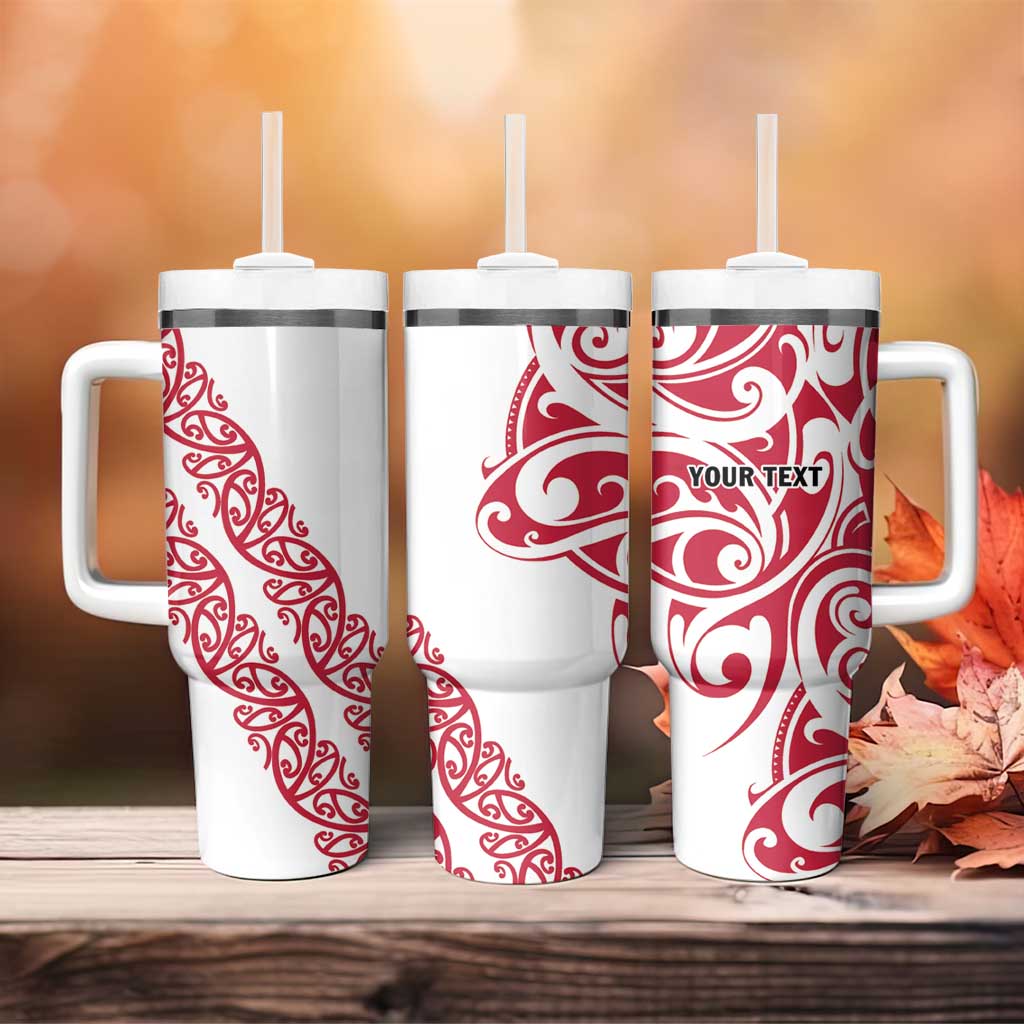 All White Maori Tribal Tattoo Personalised Tumbler With Handle Classic Red Polynesian Style LT9 - Polynesian Pride