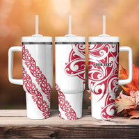 All White Maori Tribal Tattoo Personalised Tumbler With Handle Classic Red Polynesian Style LT9 - Polynesian Pride