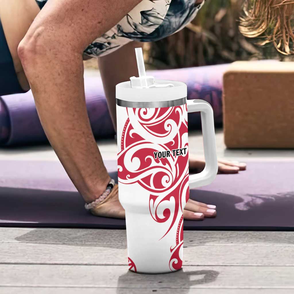 All White Maori Tribal Tattoo Personalised Tumbler With Handle Classic Red Polynesian Style LT9 - Polynesian Pride