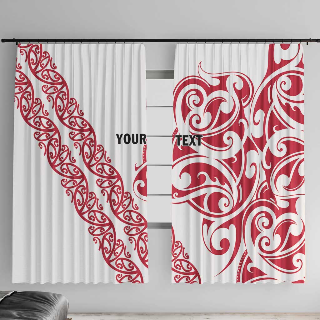 All White Maori Tribal Tattoo Personalised Window Curtain Classic Red Polynesian Style LT9 With Hooks Red - Polynesian Pride