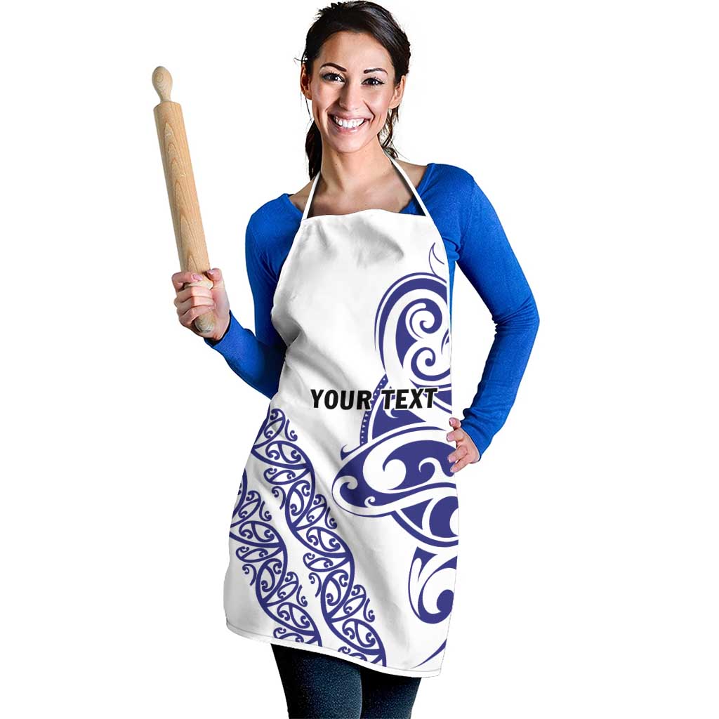 All White Maori Tribal Tattoo Personalised Apron Dark Blue Polynesian Style LT9 - Polynesian Pride