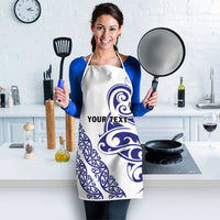 All White Maori Tribal Tattoo Personalised Apron Dark Blue Polynesian Style LT9 - Polynesian Pride
