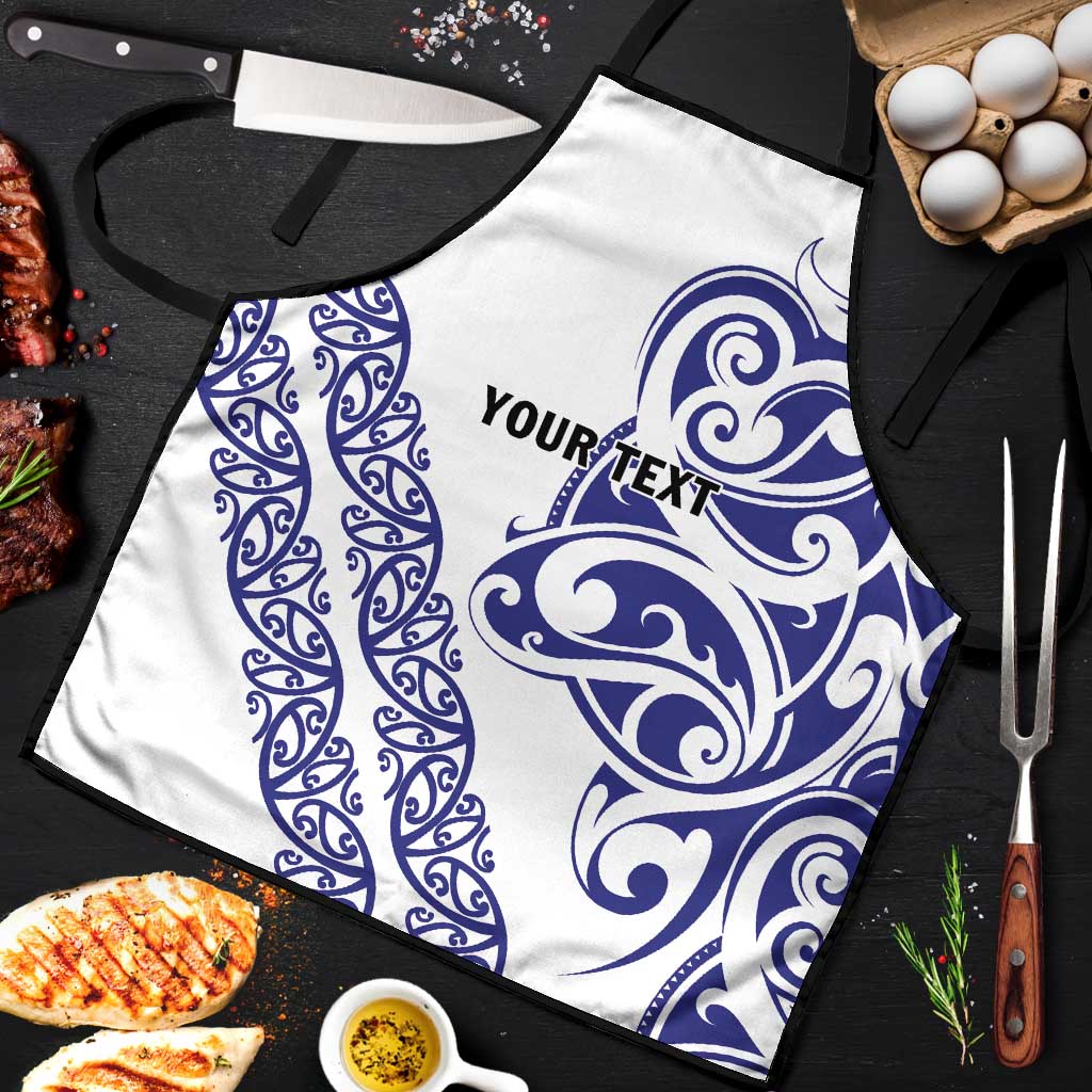 All White Maori Tribal Tattoo Personalised Apron Dark Blue Polynesian Style LT9 Blue - Polynesian Pride
