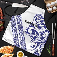 All White Maori Tribal Tattoo Personalised Apron Dark Blue Polynesian Style LT9 Blue - Polynesian Pride