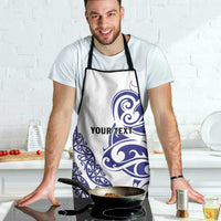 All White Maori Tribal Tattoo Personalised Apron Dark Blue Polynesian Style LT9 - Polynesian Pride