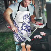 All White Maori Tribal Tattoo Personalised Apron Dark Blue Polynesian Style LT9 - Polynesian Pride