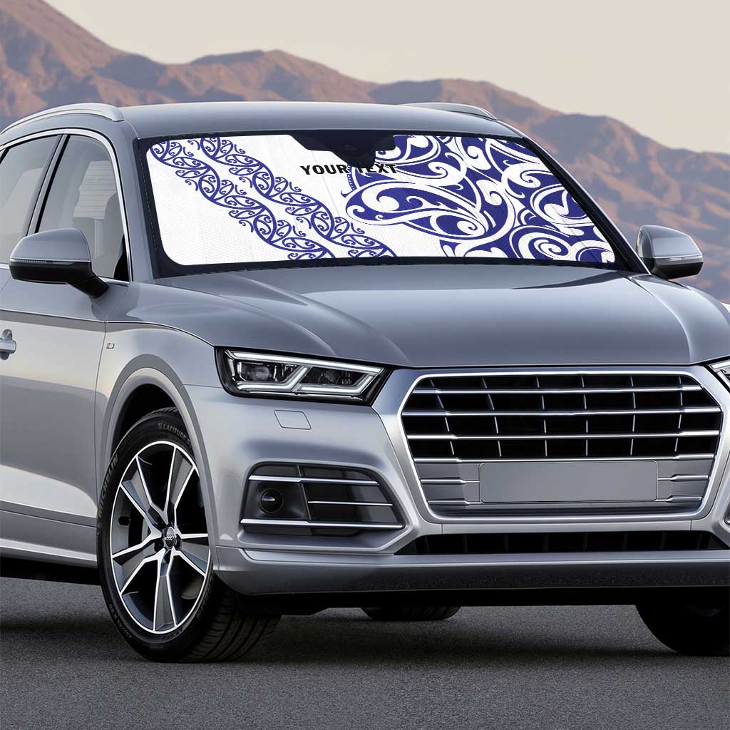 All White Maori Tribal Tattoo Personalised Auto Sun Shade Dark Blue Polynesian Style LT9 - Polynesian Pride