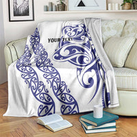 All White Maori Tribal Tattoo Personalised Blanket Dark Blue Polynesian Style LT9 Blue - Polynesian Pride