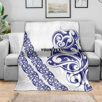 All White Maori Tribal Tattoo Personalised Blanket Dark Blue Polynesian Style LT9 - Polynesian Pride