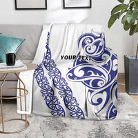 All White Maori Tribal Tattoo Personalised Blanket Dark Blue Polynesian Style LT9 - Polynesian Pride