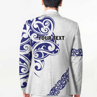 All White Maori Tribal Tattoo Personalised Blazer Dark Blue Polynesian Style LT9 - Polynesian Pride