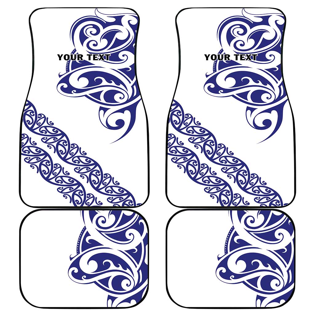 All White Maori Tribal Tattoo Personalised Car Mats Dark Blue Polynesian Style LT9 - Polynesian Pride