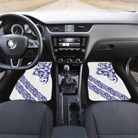 All White Maori Tribal Tattoo Personalised Car Mats Dark Blue Polynesian Style LT9 Set 2pcs - Front Blue - Polynesian Pride