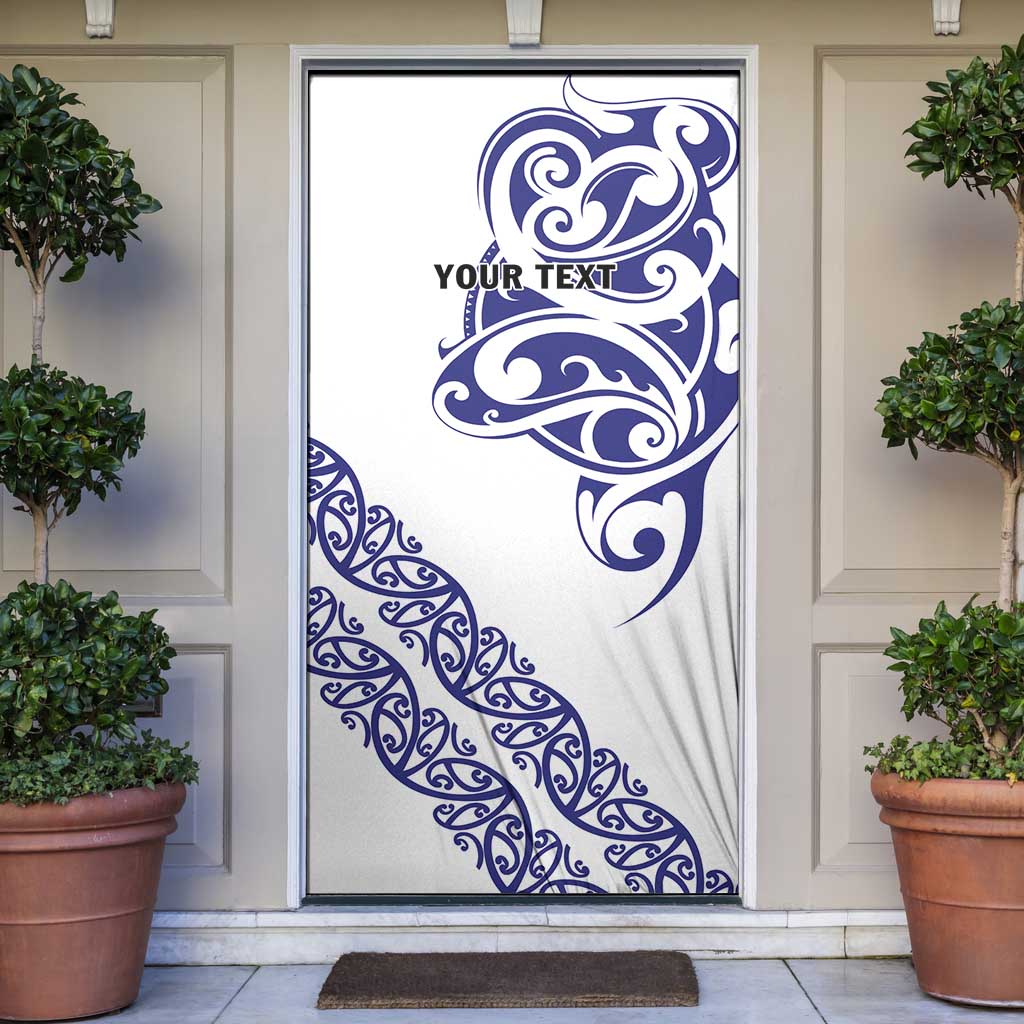 All White Maori Tribal Tattoo Personalised Door Cover Dark Blue Polynesian Style LT9 Blue - Polynesian Pride