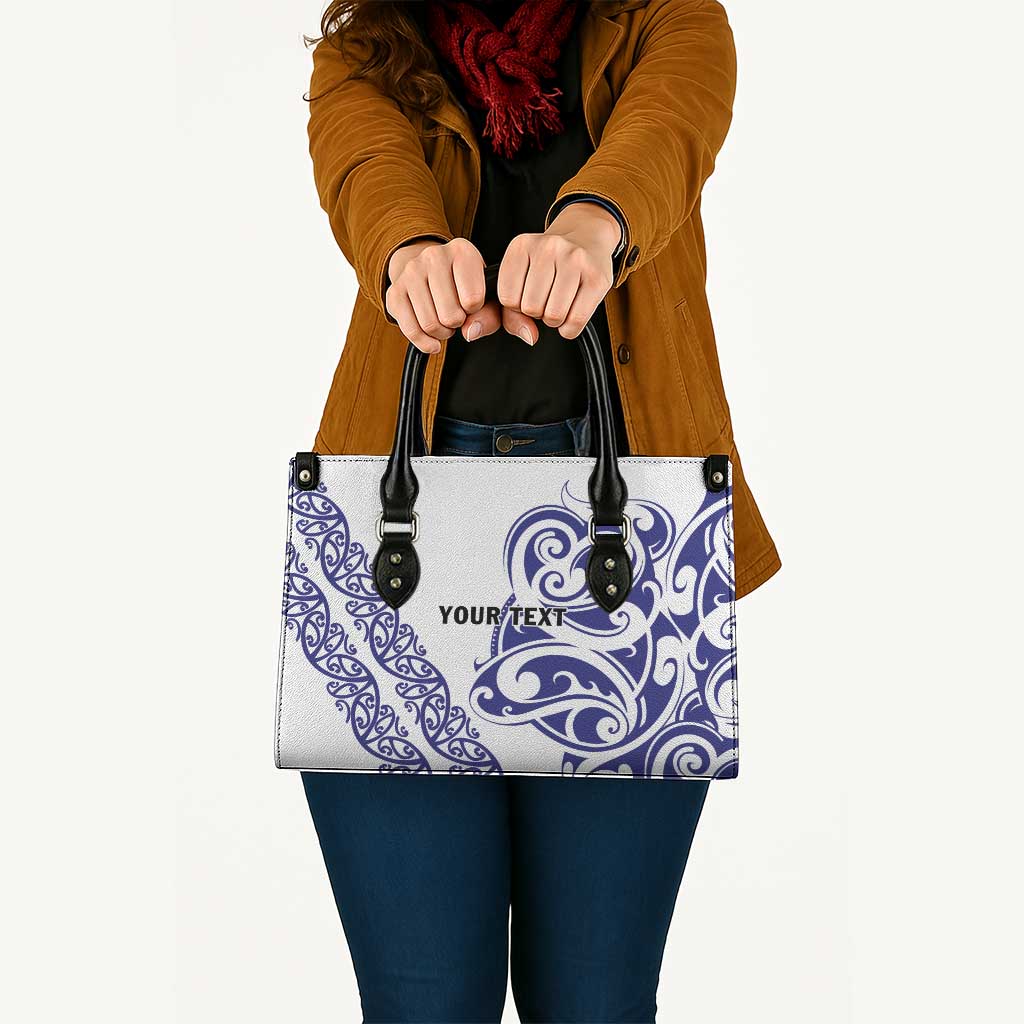 All White Maori Tribal Tattoo Personalised Leather Bag Dark Blue Polynesian Style LT9 Blue - Polynesian Pride