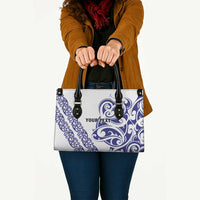All White Maori Tribal Tattoo Personalised Leather Bag Dark Blue Polynesian Style LT9 Blue - Polynesian Pride