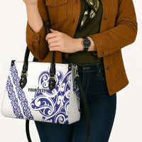All White Maori Tribal Tattoo Personalised Leather Bag Dark Blue Polynesian Style LT9 - Polynesian Pride