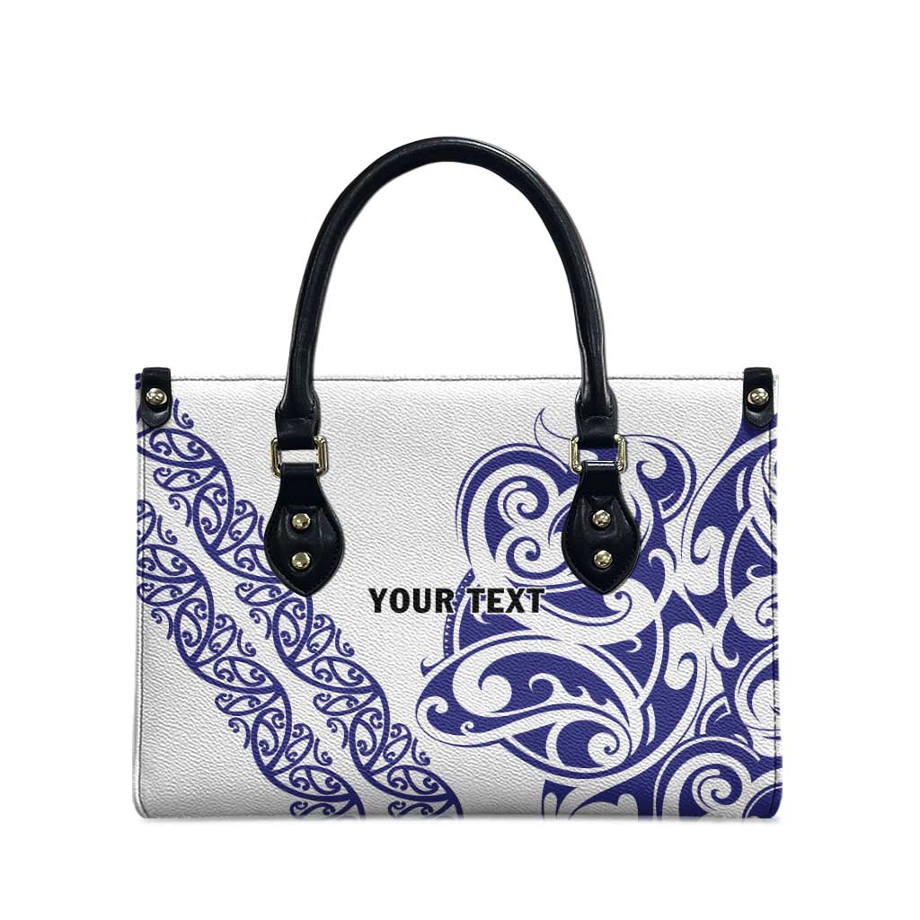 All White Maori Tribal Tattoo Personalised Leather Bag Dark Blue Polynesian Style LT9 - Polynesian Pride