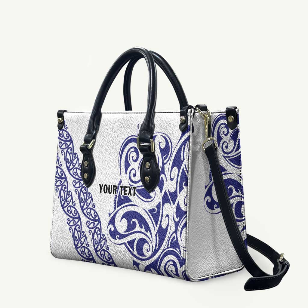 All White Maori Tribal Tattoo Personalised Leather Bag Dark Blue Polynesian Style LT9 - Polynesian Pride