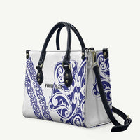 All White Maori Tribal Tattoo Personalised Leather Bag Dark Blue Polynesian Style LT9 - Polynesian Pride