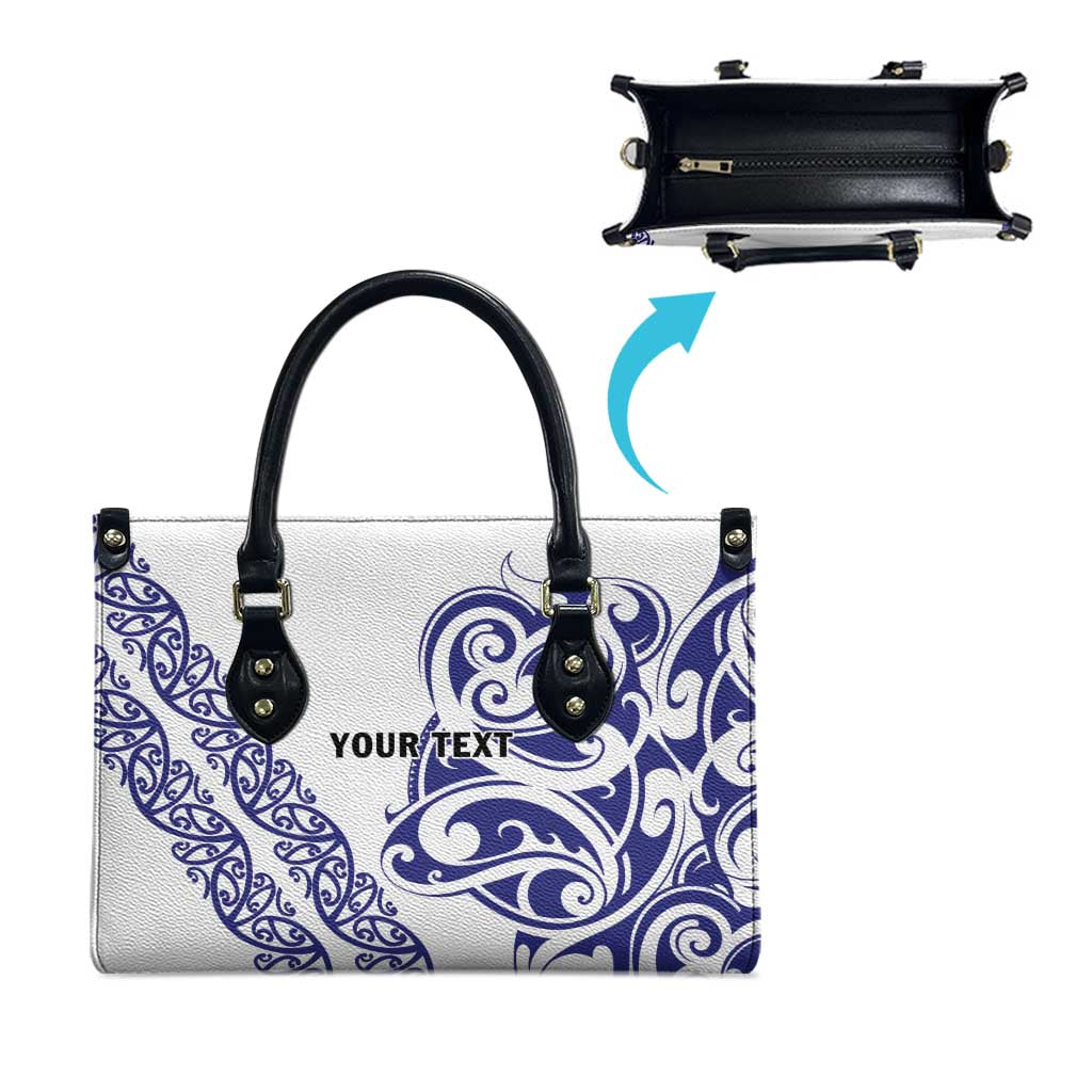 All White Maori Tribal Tattoo Personalised Leather Bag Dark Blue Polynesian Style LT9 - Polynesian Pride