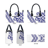 All White Maori Tribal Tattoo Personalised Leather Bag Dark Blue Polynesian Style LT9 - Polynesian Pride