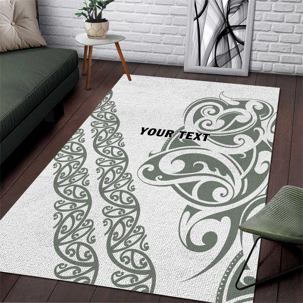 All White Maori Tribal Tattoo Personalised Area Rug Moss Green Polynesian Style LT9 Green - Polynesian Pride