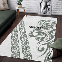 All White Maori Tribal Tattoo Personalised Area Rug Moss Green Polynesian Style LT9 Green - Polynesian Pride