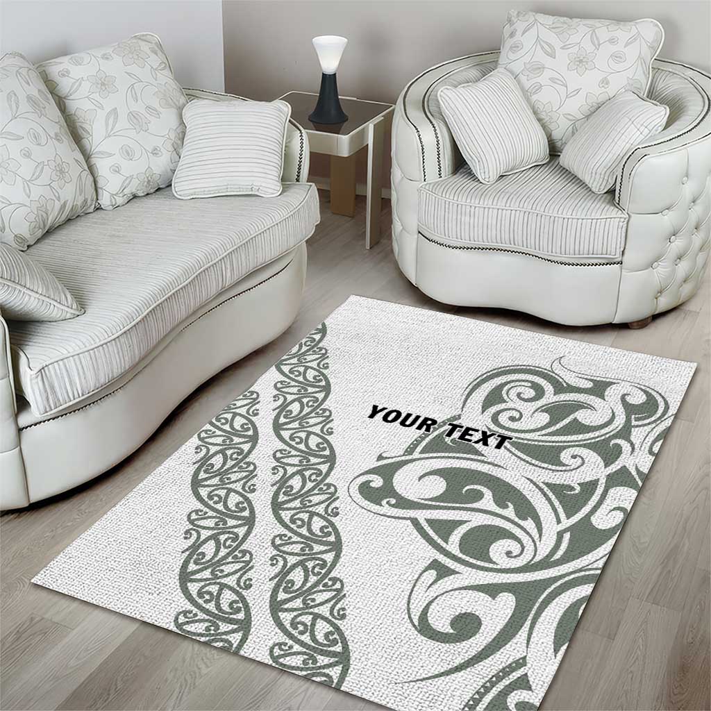 All White Maori Tribal Tattoo Personalised Area Rug Moss Green Polynesian Style LT9 - Polynesian Pride