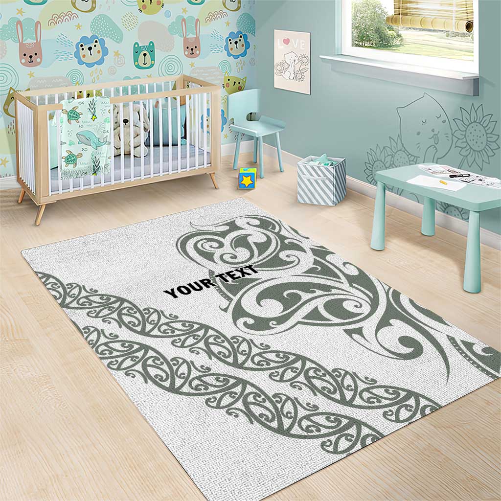 All White Maori Tribal Tattoo Personalised Area Rug Moss Green Polynesian Style LT9 - Polynesian Pride