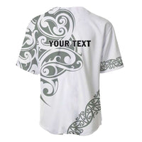 All White Maori Tribal Tattoo Personalised Baseball Jersey Moss Green Polynesian Style LT9 - Polynesian Pride