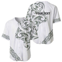 All White Maori Tribal Tattoo Personalised Baseball Jersey Moss Green Polynesian Style LT9 - Polynesian Pride