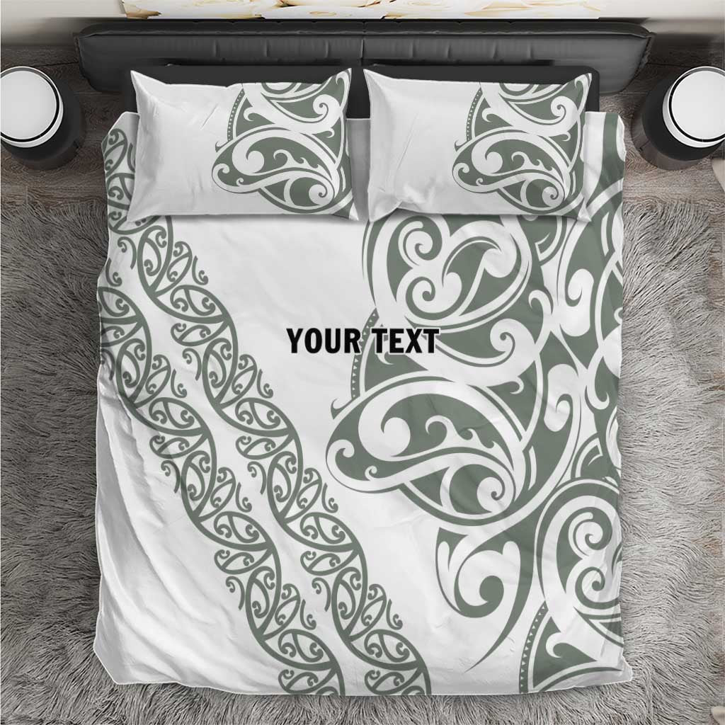 All White Maori Tribal Tattoo Personalised Bedding Set Moss Green Polynesian Style LT9 Green - Polynesian Pride