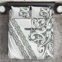 All White Maori Tribal Tattoo Personalised Bedding Set Moss Green Polynesian Style LT9 Green - Polynesian Pride