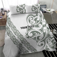 All White Maori Tribal Tattoo Personalised Bedding Set Moss Green Polynesian Style LT9 - Polynesian Pride