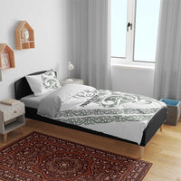 All White Maori Tribal Tattoo Personalised Bedding Set Moss Green Polynesian Style LT9 - Polynesian Pride