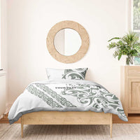 All White Maori Tribal Tattoo Personalised Bedding Set Moss Green Polynesian Style LT9 - Polynesian Pride