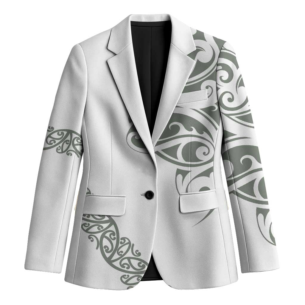 All White Maori Tribal Tattoo Personalised Blazer Moss Green Polynesian Style LT9 Unisex Green - Polynesian Pride