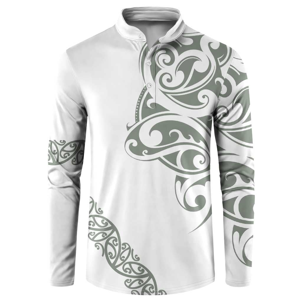 All White Maori Tribal Tattoo Personalised Button Sweatshirt Moss Green Polynesian Style LT9 Green - Polynesian Pride