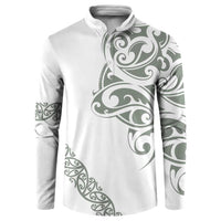 All White Maori Tribal Tattoo Personalised Button Sweatshirt Moss Green Polynesian Style LT9 Green - Polynesian Pride