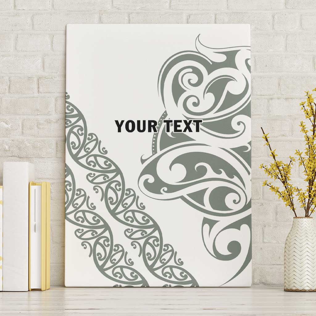 All White Maori Tribal Tattoo Personalised Canvas Wall Art Moss Green Polynesian Style LT9 Without Frame Green - Polynesian Pride