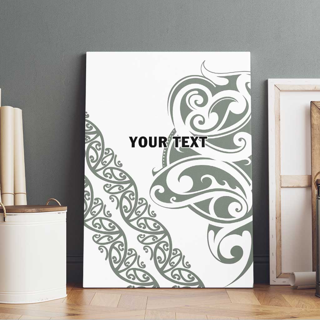 All White Maori Tribal Tattoo Personalised Canvas Wall Art Moss Green Polynesian Style LT9 - Polynesian Pride
