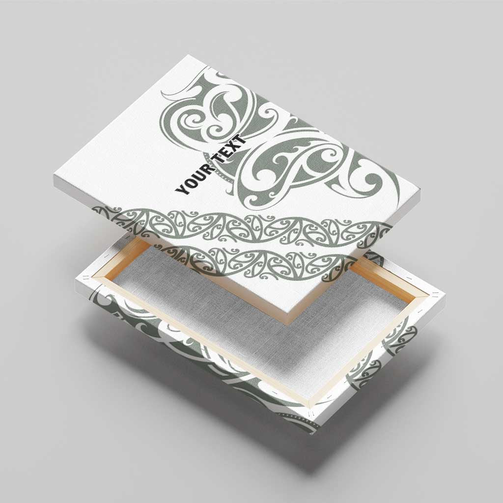 All White Maori Tribal Tattoo Personalised Canvas Wall Art Moss Green Polynesian Style LT9 - Polynesian Pride